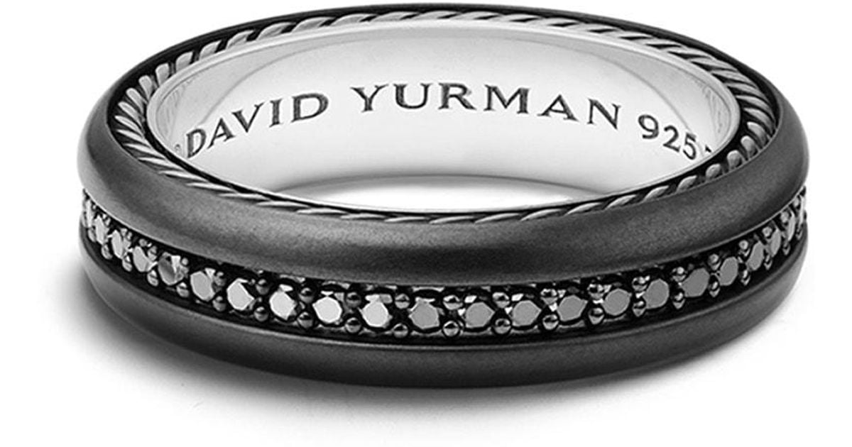 David Yurman Streamline Titanium & Black Diamond Pave Band