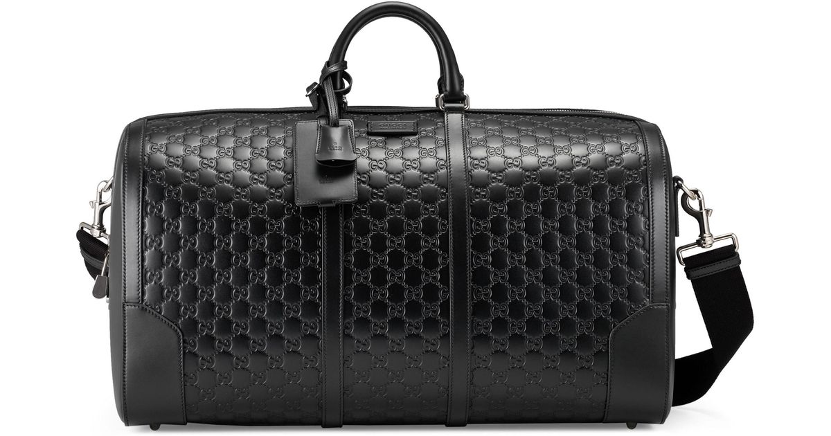 Gucci Signature Leather Duffle in Black for Men | Lyst