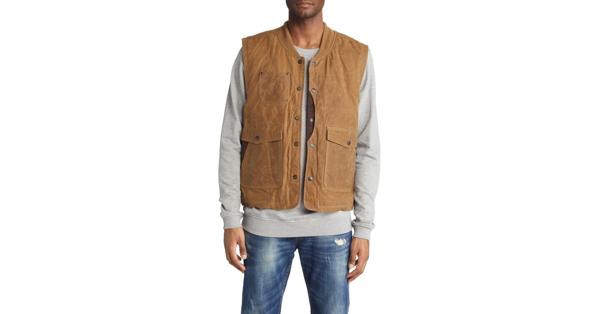 Schott Nyc Water Resistant Waxed Cotton Hunting Vest in Blue for Men Lyst