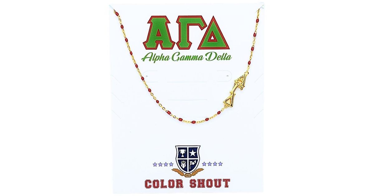 Color Shout Alpha Gamma Delta Greek Letter Side Set Necklace in White ...