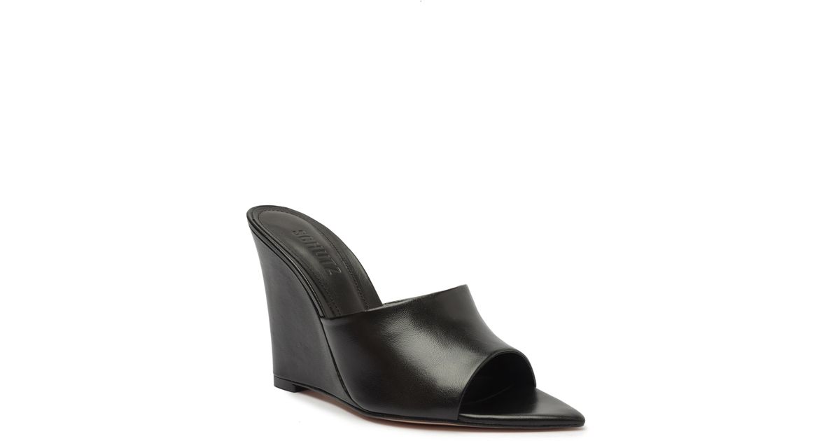 SCHUTZ SHOES Luci Pointed Toe Wedge Sandal in Black | Lyst