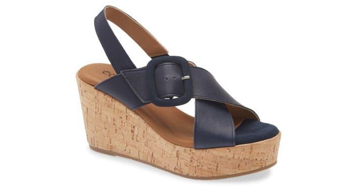 Cordani Dustin Slingback Platform Wedge Sandal in Blue | Lyst