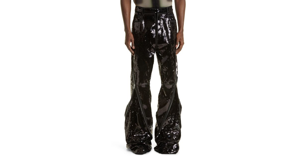Rick Owens Bolan Banana Zip Embellished Sequin Trousers in Black for ...