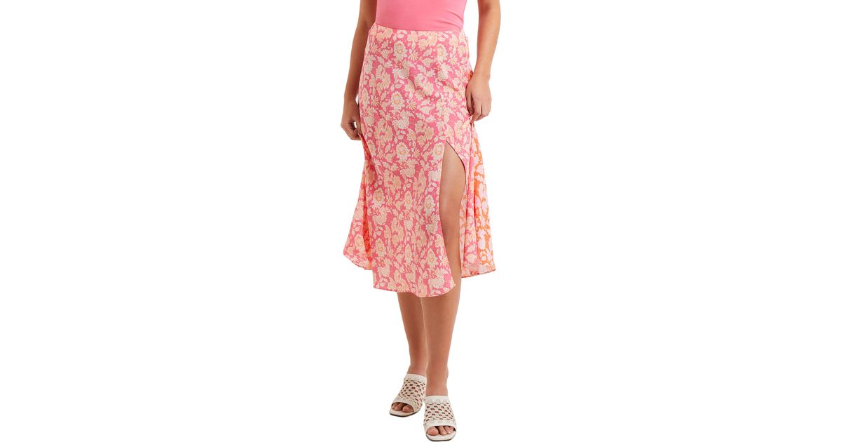 French Connection Cosette Verona Floral Midi Skirt in Pink | Lyst