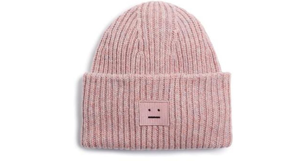 pink acne beanie