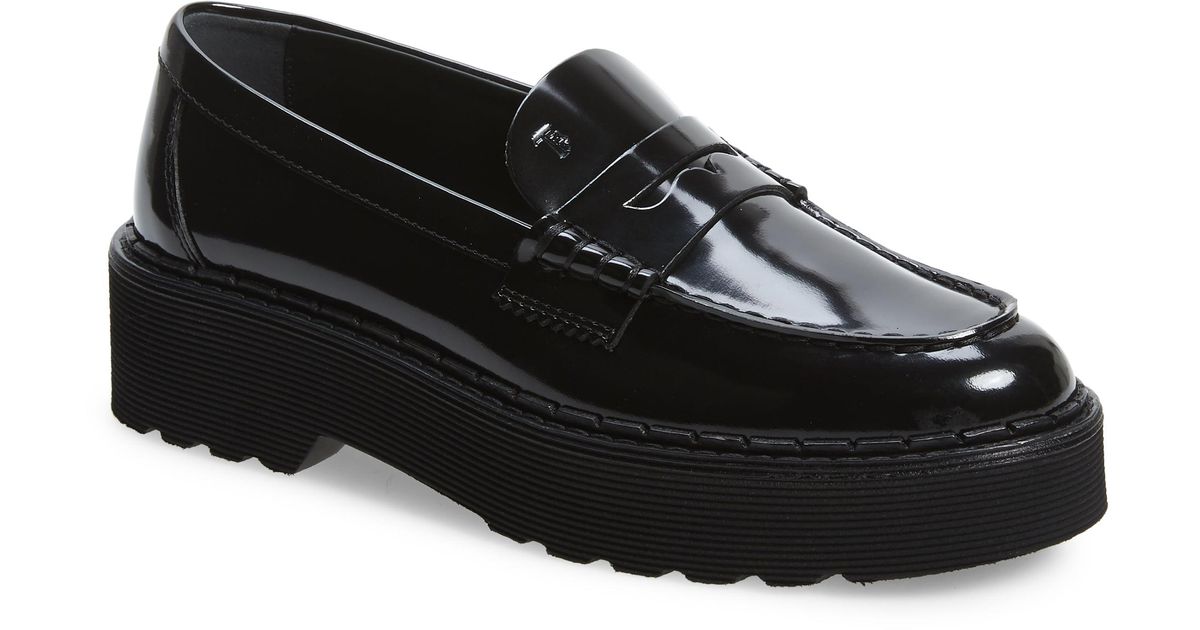 black platform penny loafers
