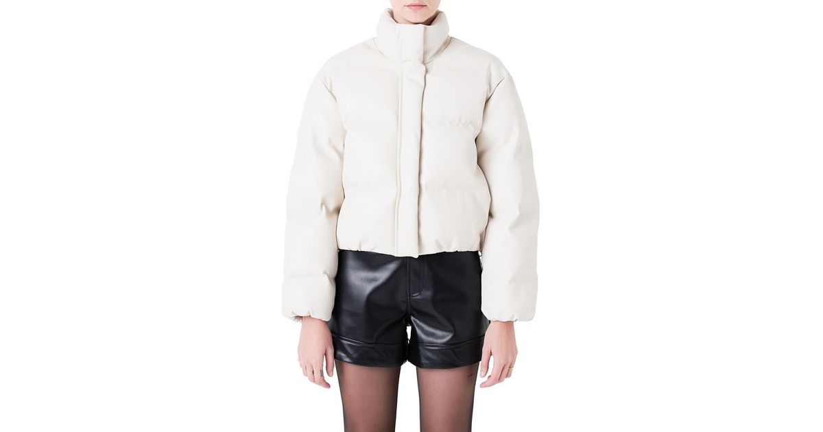 Puffer Lab Grey Lab Crop Puffer Jacket in White | Lyst