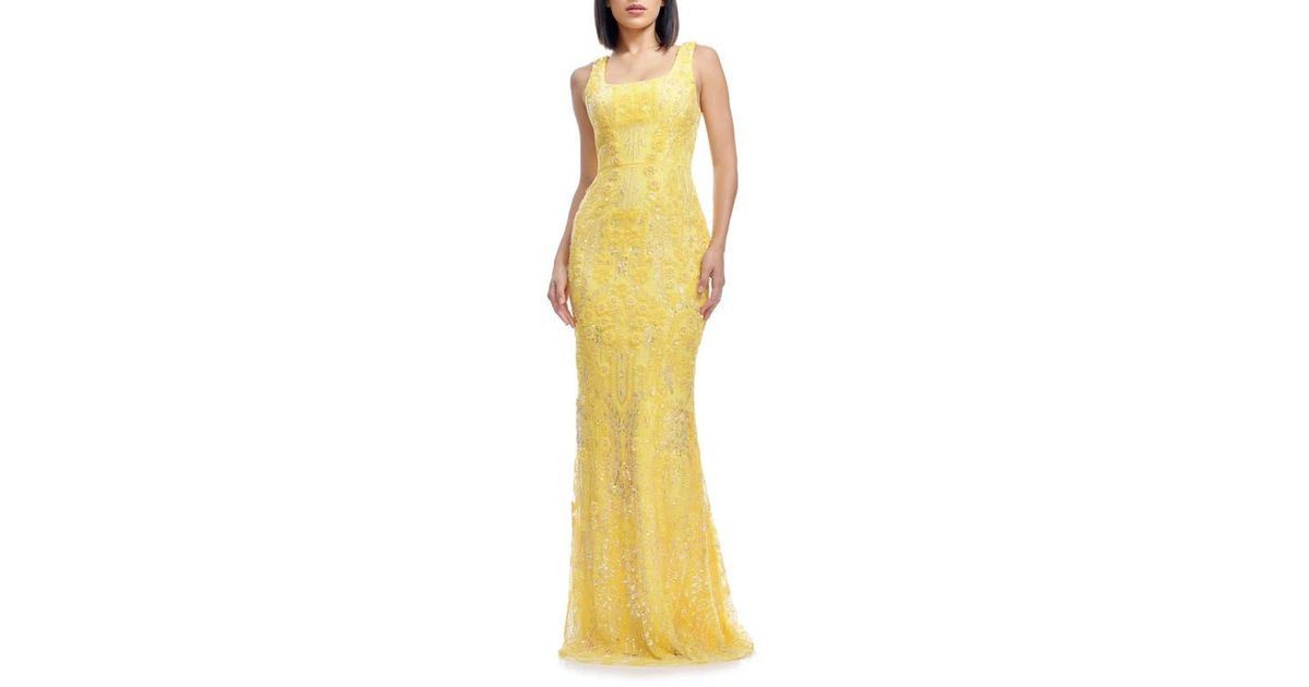 dress the population gold gown Rose Gold Floral Sequin Column Gown 8 / Rose Gold main image 1