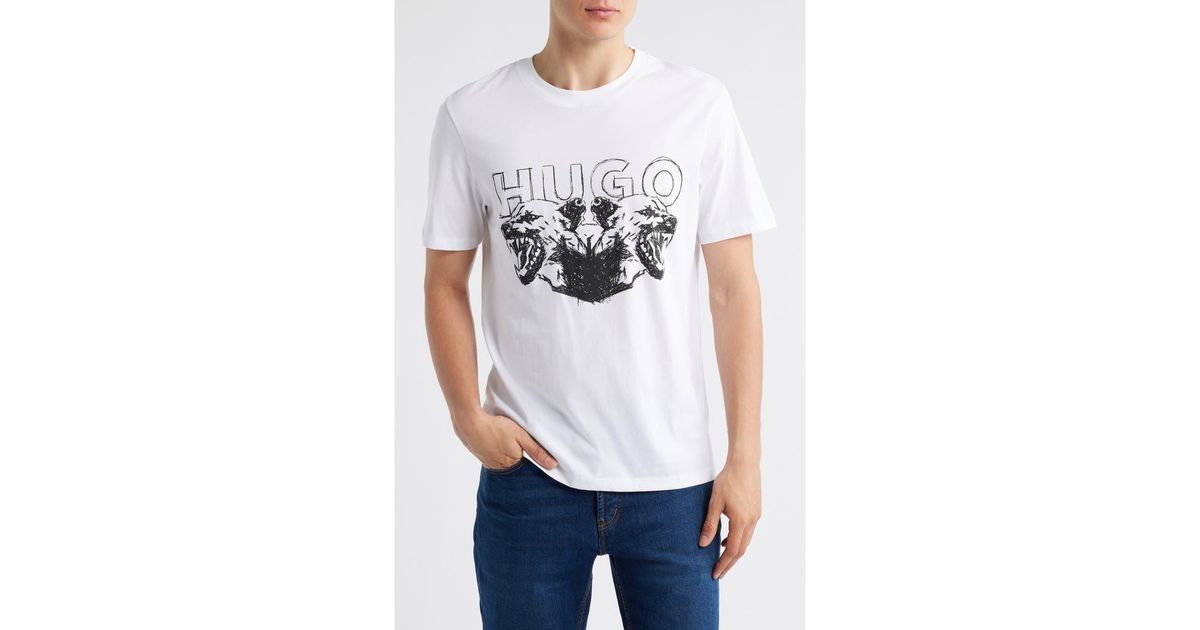 Hugo Durro Tシャツ HUGO Durro Graphic T-Shirt in White for Men | Lyst