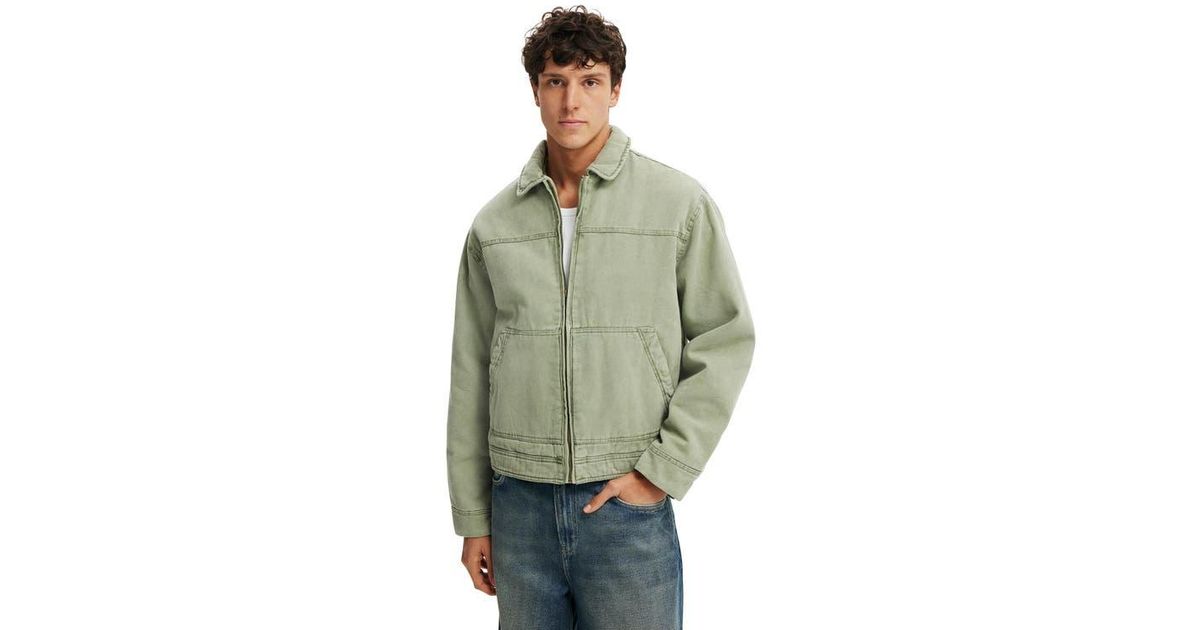 SATUR セター セト Cropped cotton work jacket Cotton On Cropped Worker Jacket in Green for Men | Lyst