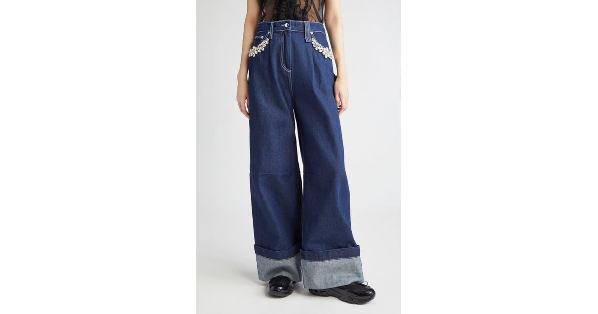Simone Rocha Turbo Crystal Embellished Wide Leg Puddle
