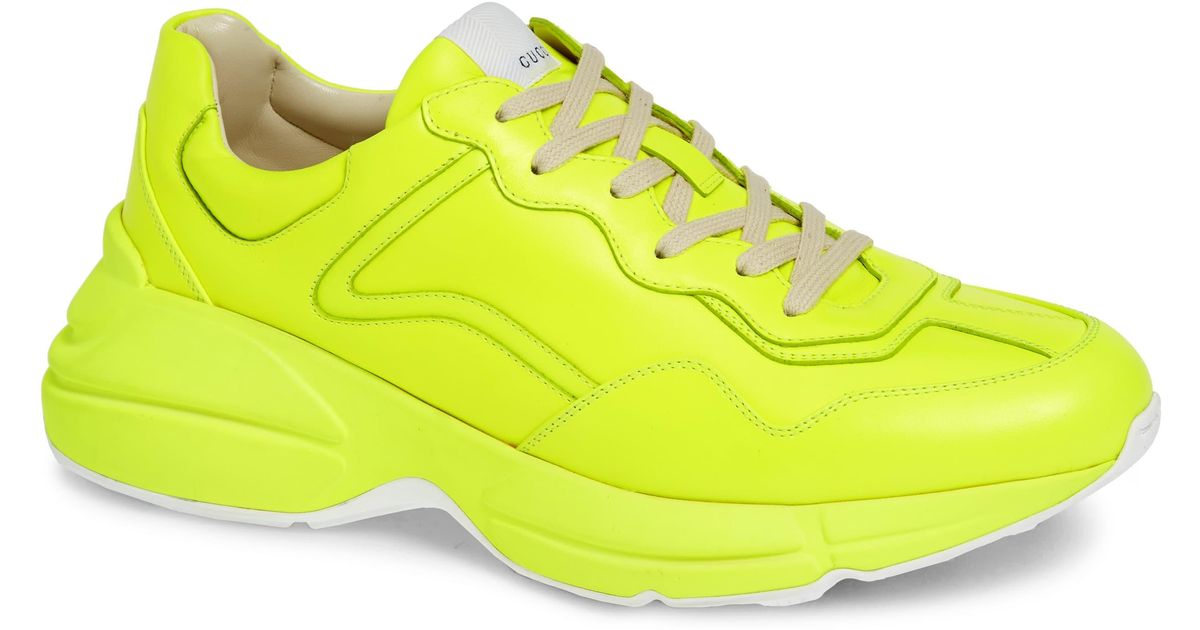 Gucci Rhyton Fluorescent Leather Sneaker in Yellow for Men | Lyst