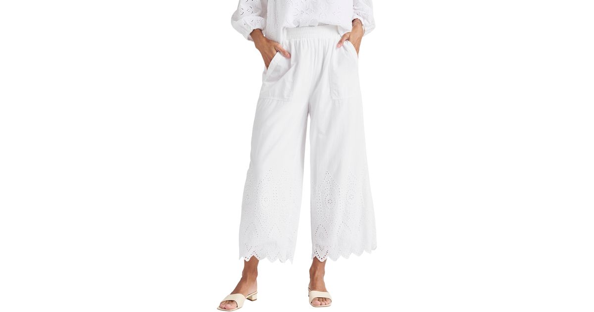 Splendid Taylor Cropped Eyelet Cotton Pant - White – Styleartist