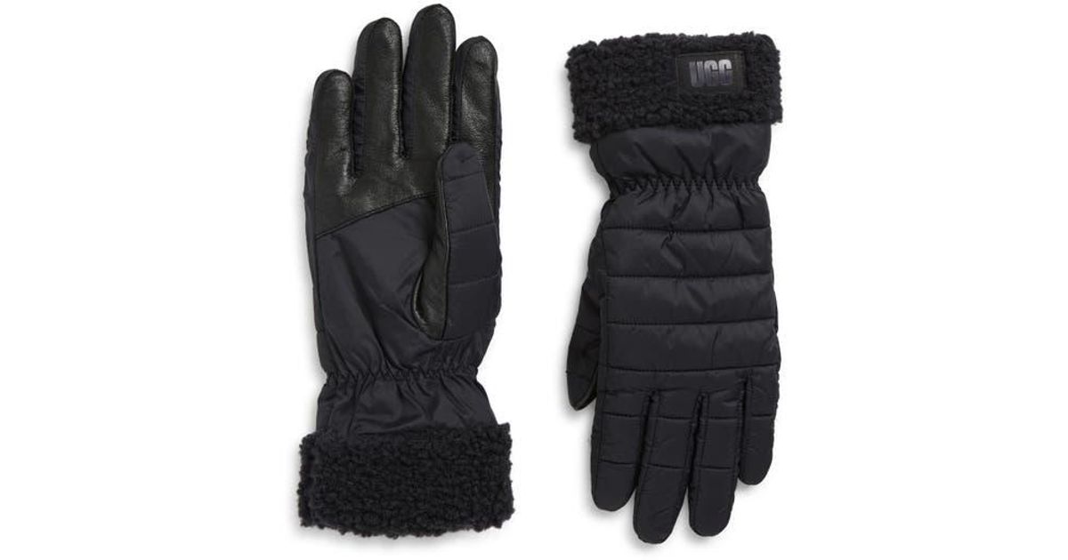 UGG Aw Uggfluff Cuff Gloves in Black | Lyst