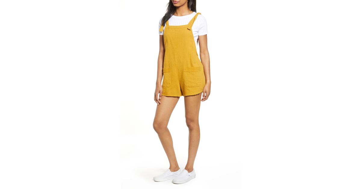 yellow overalls shorts
