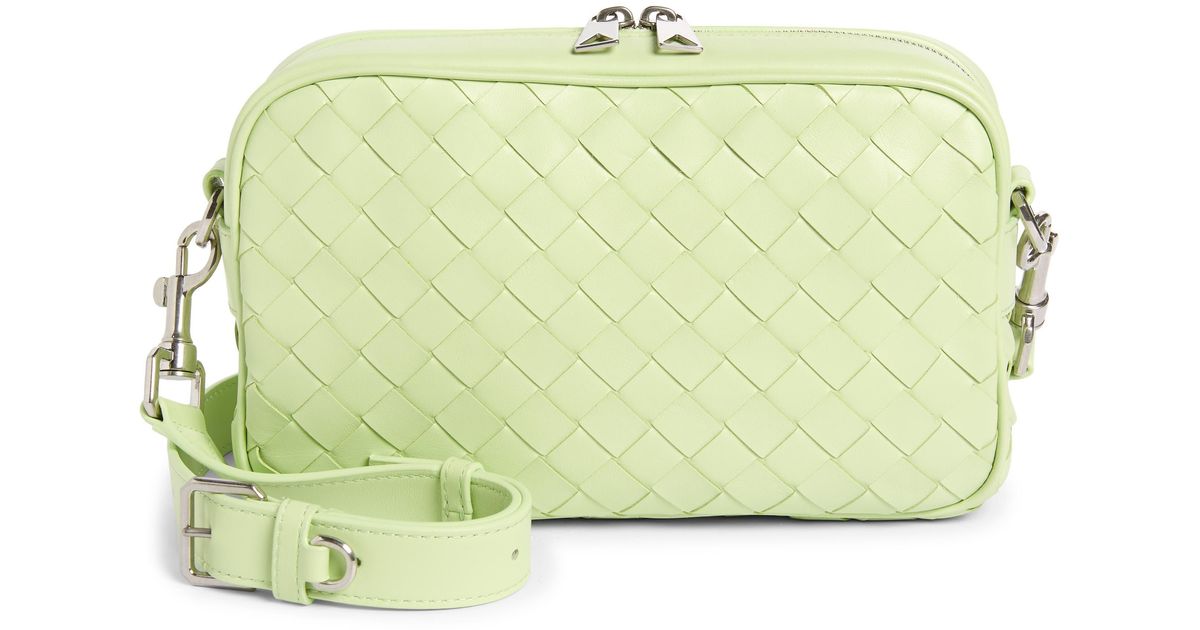 Bottega Small Classic Intrecciato Leather Camera Bag in Green