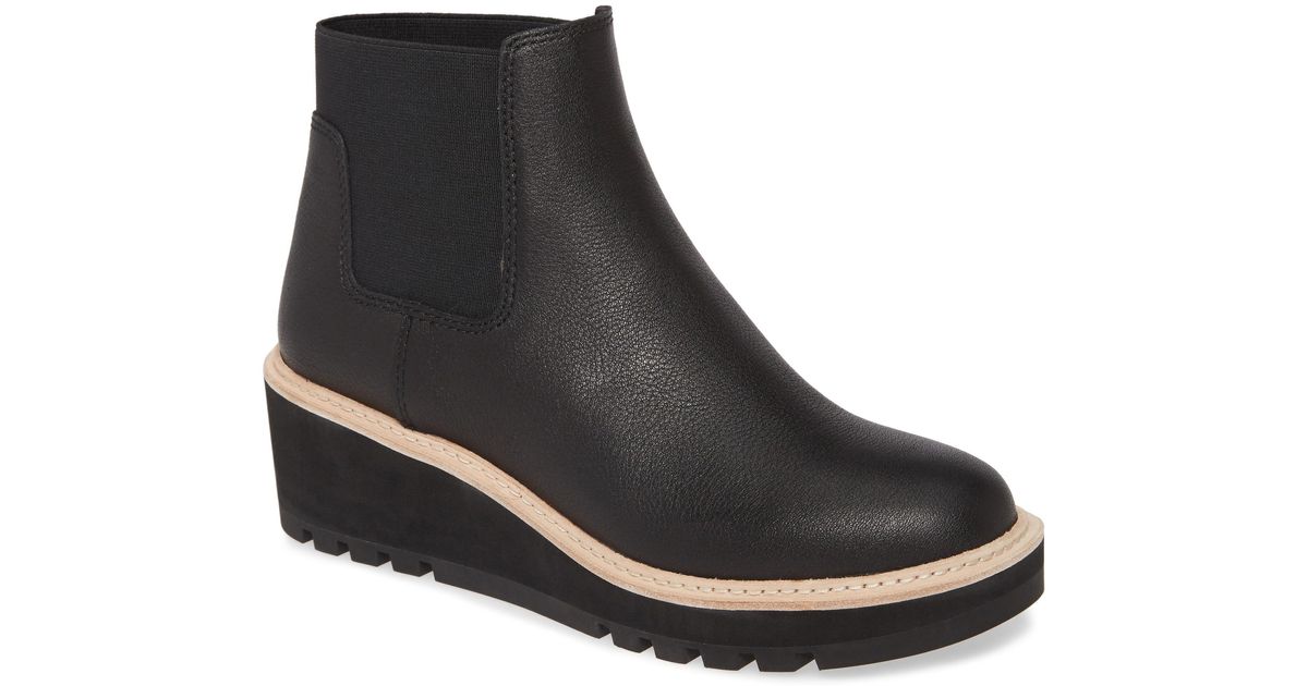 Eileen Fisher Wedge Chelsea Boot in Black Leather (Black) - Lyst
