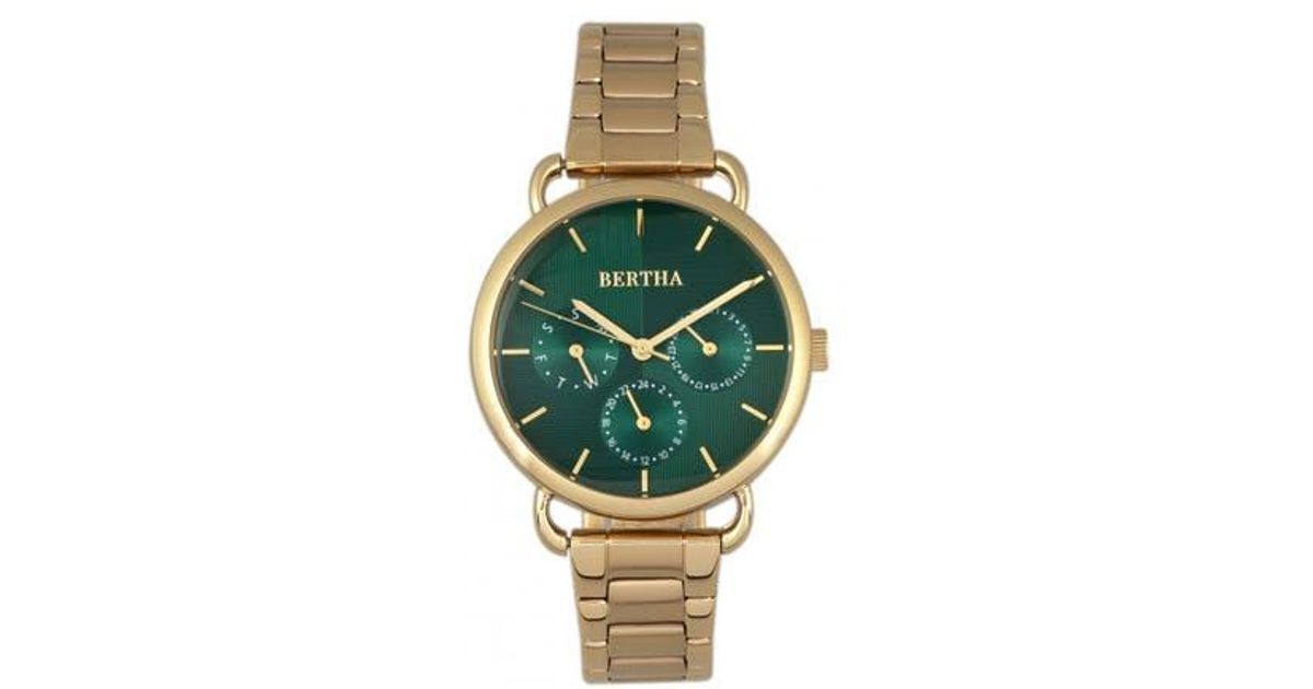 Bertha Gwen Leather-Band Watch W/Day/Date in Green | Lyst display picture 3