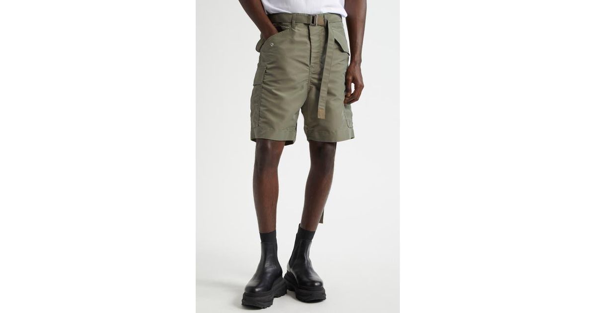 Sacai Nylon Twill Cargo Shorts in Natural for Men | Lyst