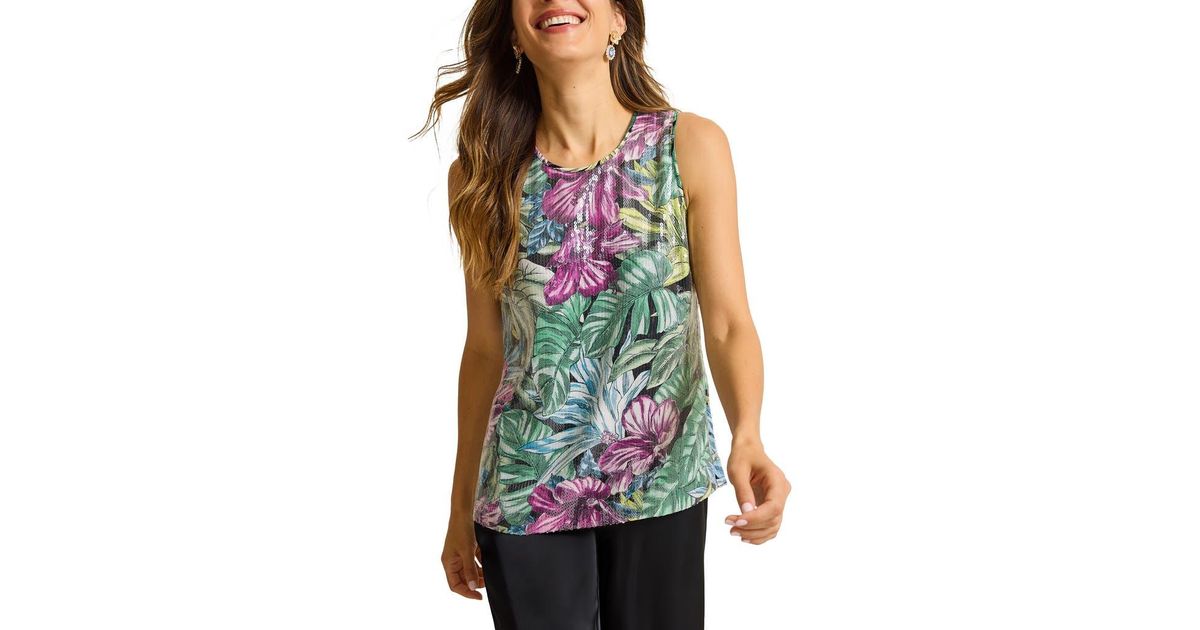 Lot of 4 Tommy 2024 Bahama sequin tropical beach tanks