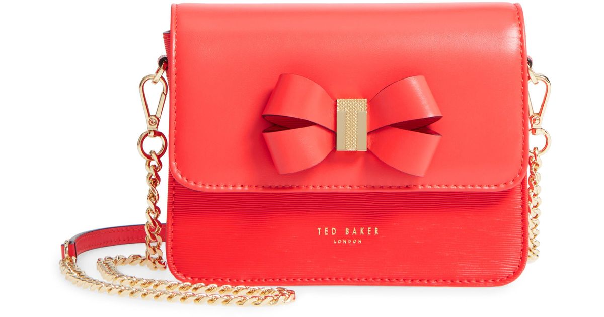Ted Baker Callih Bow Leather Crossbody Bag in Red Lyst