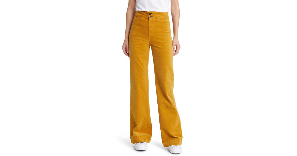 ASKK NY Brighton High Waist Wide Leg Corduroy Jeans in Yellow | Lyst