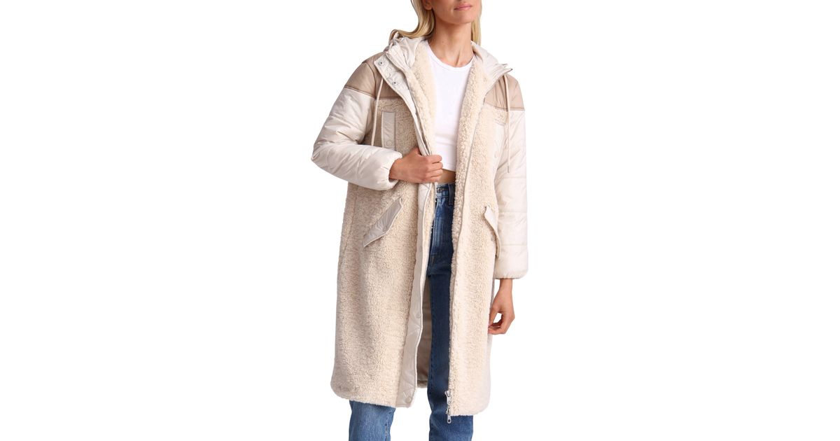 Avec les filles top sherpa reversible hooded coat