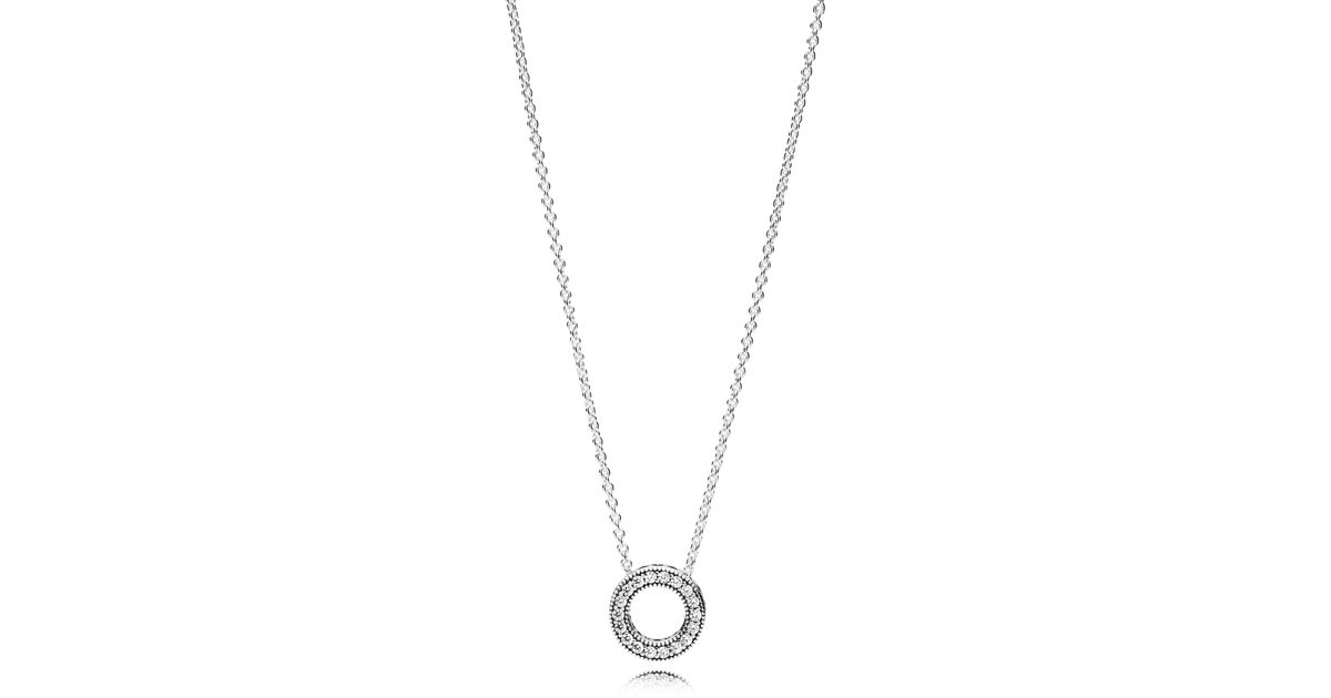 PANDORA Logo Reversible Necklace in Silver (Metallic) - Lyst
