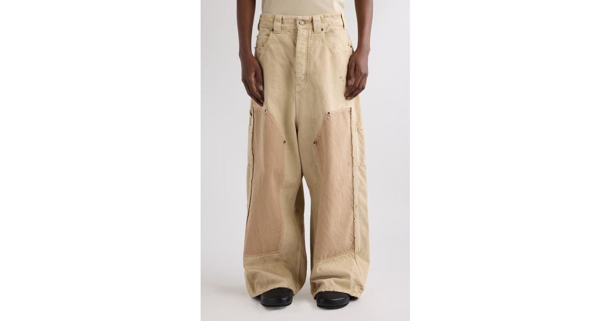 Balenciaga Ripped Off Baggy Carpenter Jeans in Natural for Men | Lyst