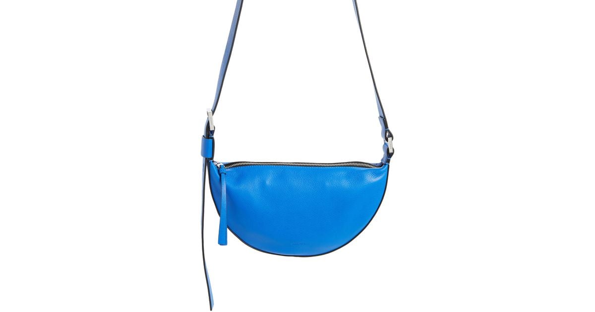 AllSaints Half Moon Crossbody Bag in Blue | Lyst