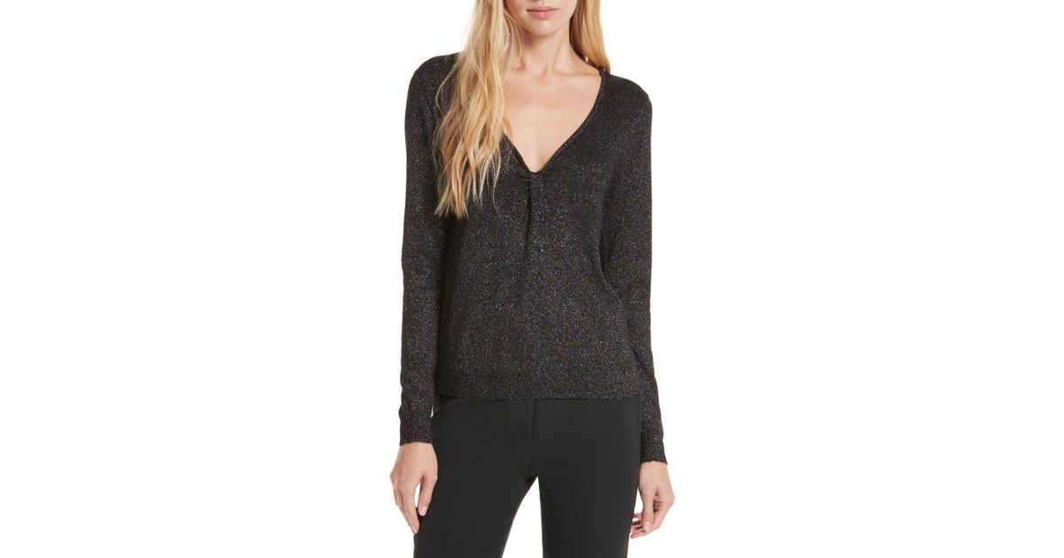 twisted front knit long sleeve sweater