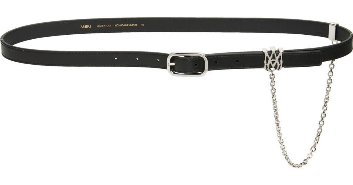 Amiri Ma Chain Skinny Leather Belt in Black for Men | Lyst