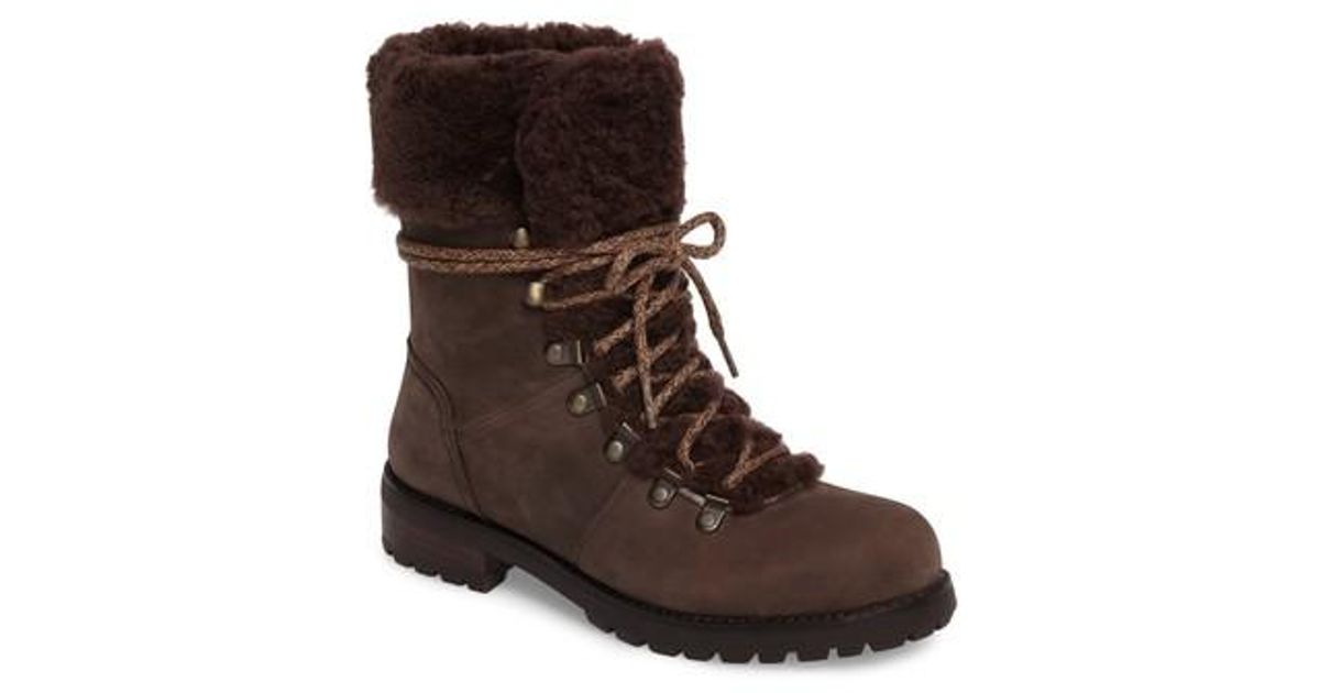 ugg australia fraser shearling and suede combat booties