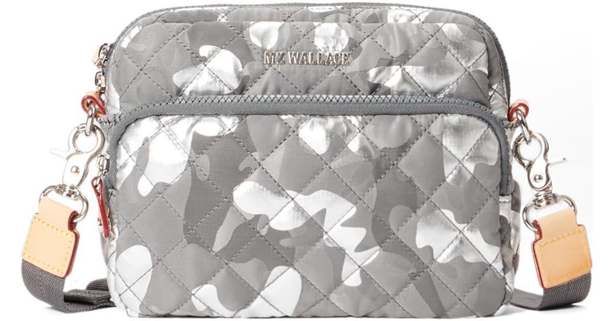 Mz wallace small metro quilted nylon camera bag in metallic lyst