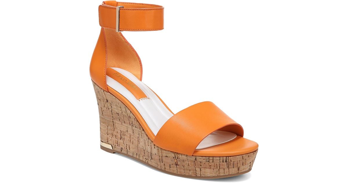 Franco Sarto Clemens Ankle Strap Platform Wedge Sandal in Orange | Lyst
