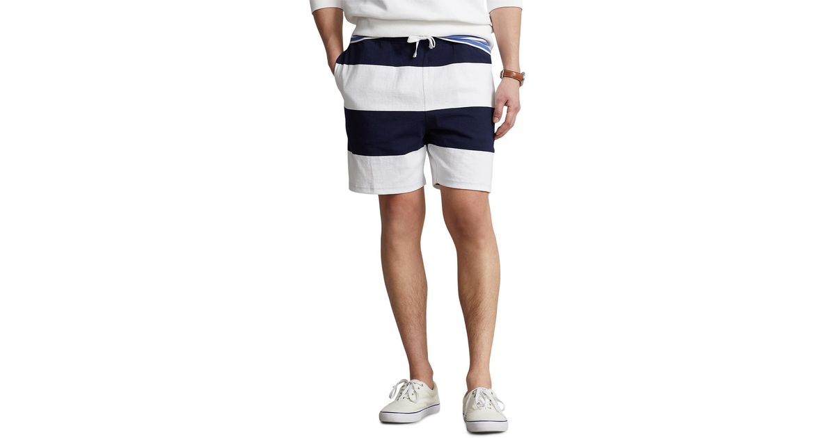 Polo Ralph Lauren Stripe Cotton Jersey Shorts in Blue for Men | Lyst