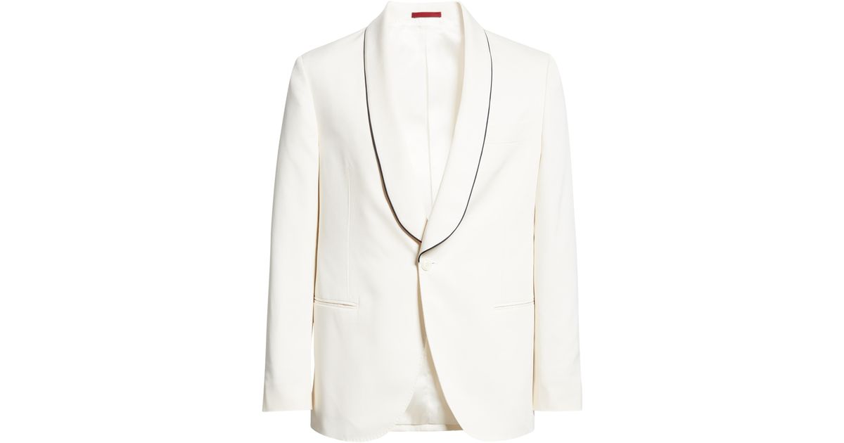 Brunello Cucinelli Shawl Collar Silk Dinner Jacket in White for Men | Lyst