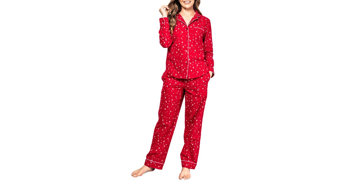 Petite Plume Starry Night Cotton Pajamas in Red Lyst