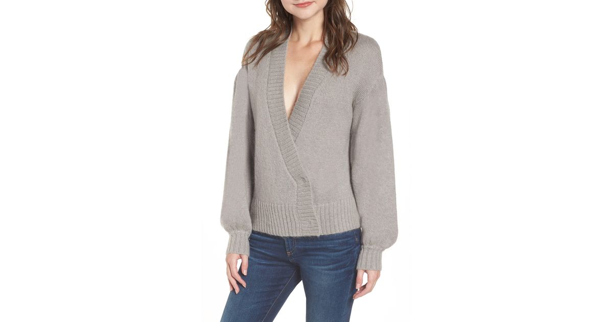 AG Jeans Amari Bishop Sleeve Crop Sweater in Gray