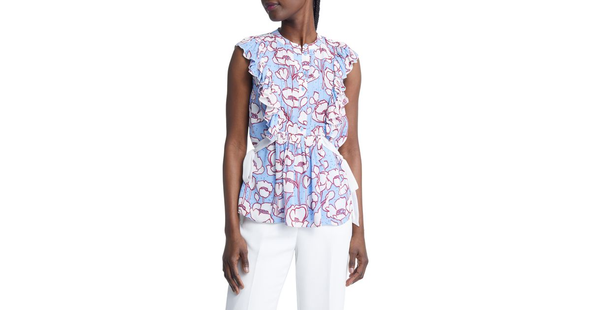 Ted Baker Audriar Floral Bow Front Blouse in Blue | Lyst