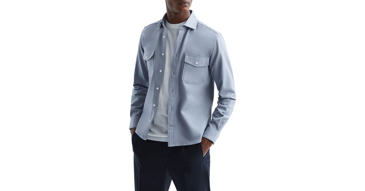 Reiss Arlo Cotton Canvas Buttonup Overshirt in Blue for Men Lyst