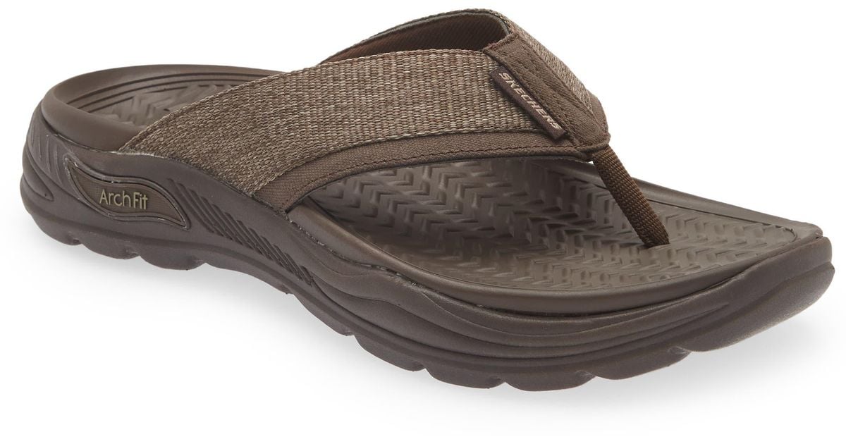 Skechers Arch Fit Motley Dolano Flip Flop in Gray for Men Lyst