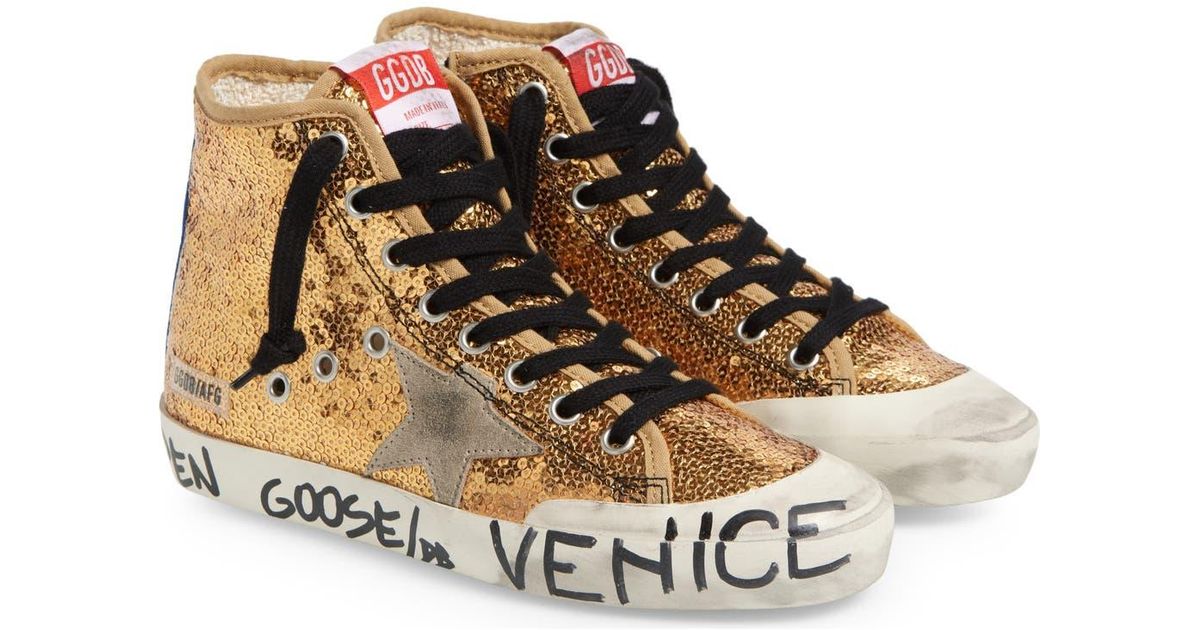 Golden Goose Francy Penstar Sequin High Top Sneaker in Metallic Lyst