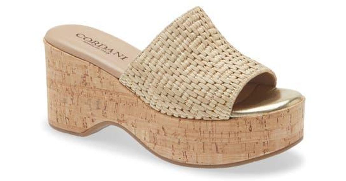 Cordani Joey Platform Slide Sandal in Natural | Lyst