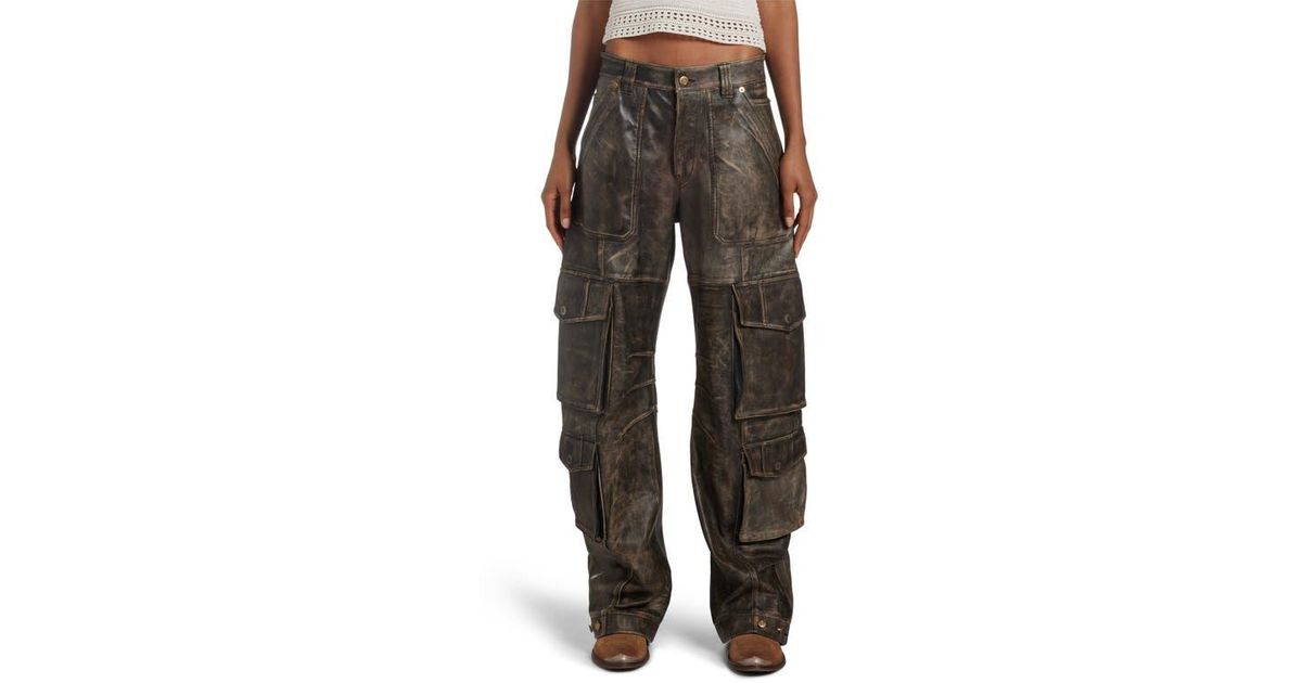 【関税&送料込】Golden  Deluxe Brand Trousers Golden Goose Leather Cargo Pants in Black | Lyst