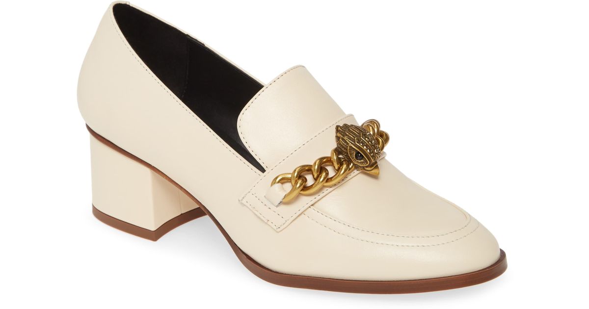 white block heel loafers