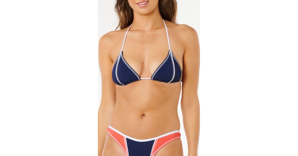 Rip Curl Surf Tide Triangle Bikini Top In Blue Lyst 