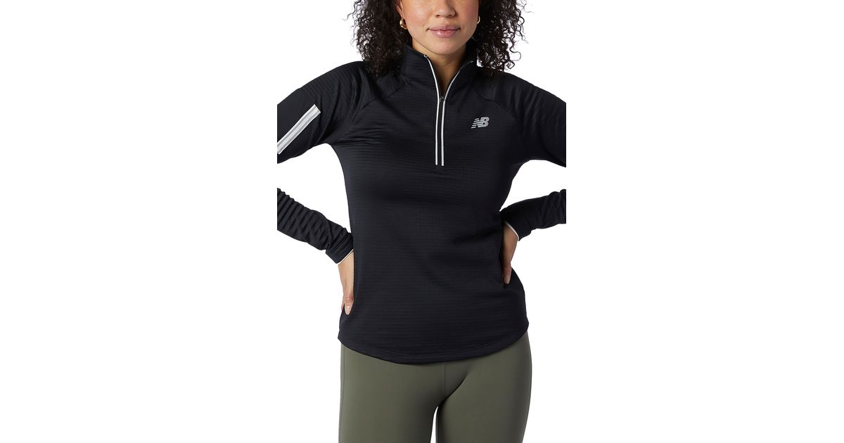 New Balance Impact Run Half Zip Heat Grid Pullover In Black Lyst