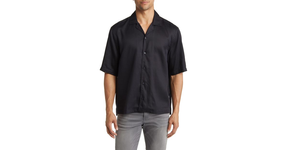 BOSS by HUGO BOSS Lars Short Sleeve Button-up Camp Shirt in Black for ...