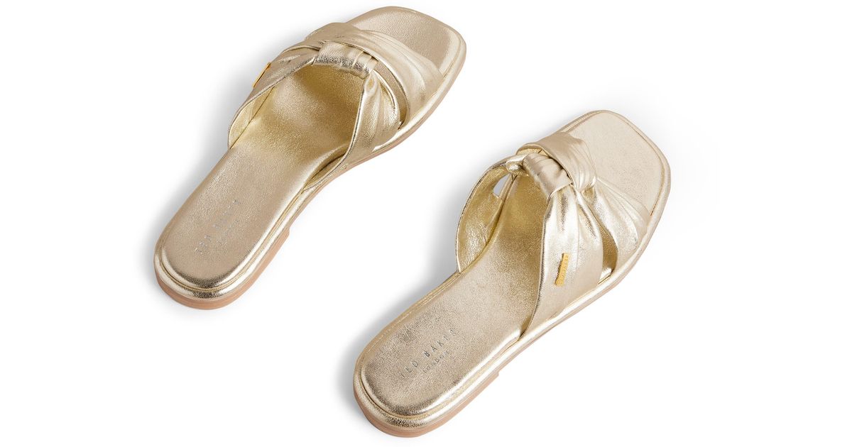 Ted Baker Ashiyu Knot Slide Sandal in Metallic | Lyst